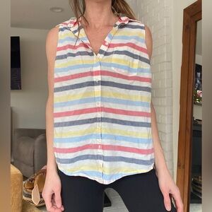 St John’s Bay Striped Button Down Sleeveless Top Sz M